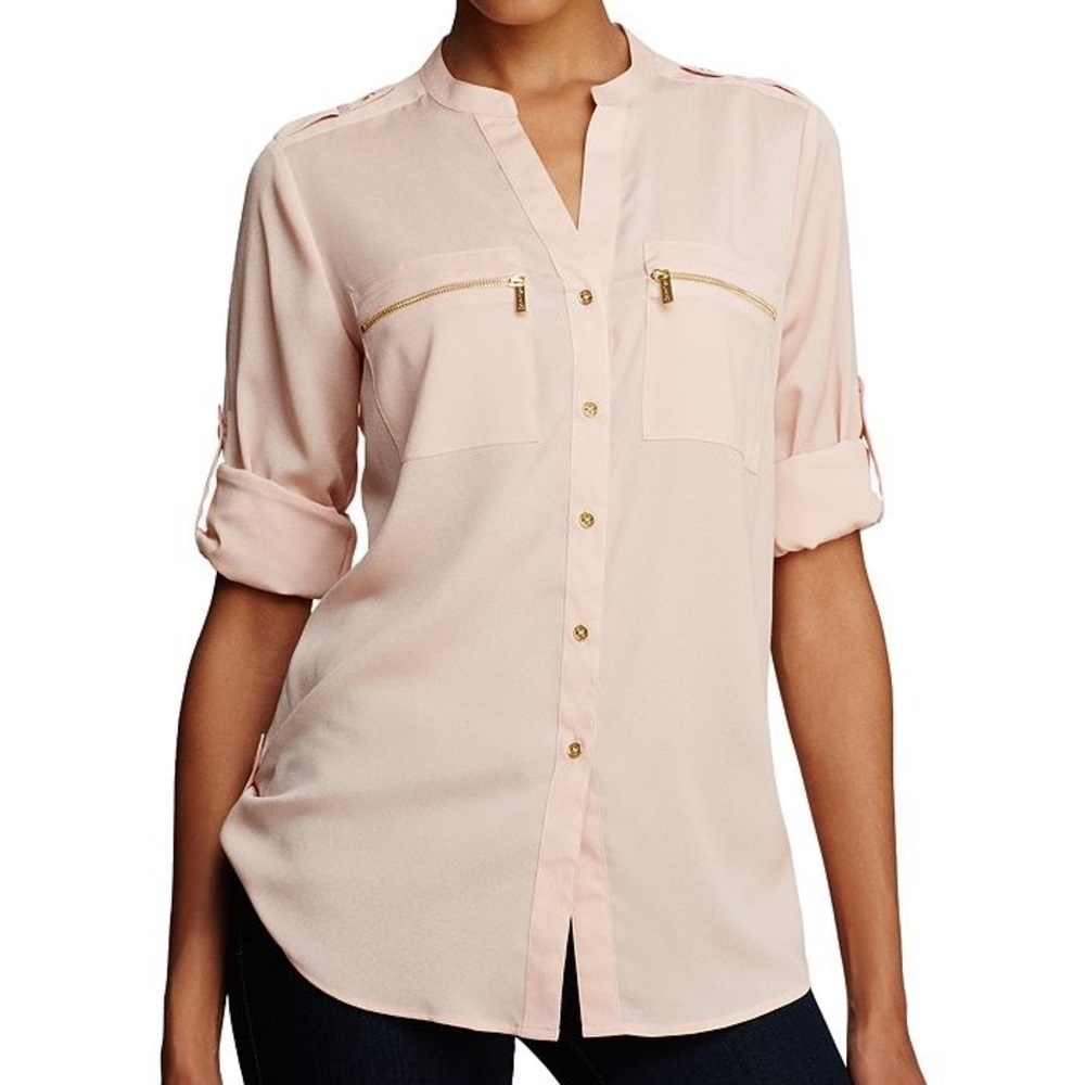 Calvin Klein Zip Pocket Utility Blouse